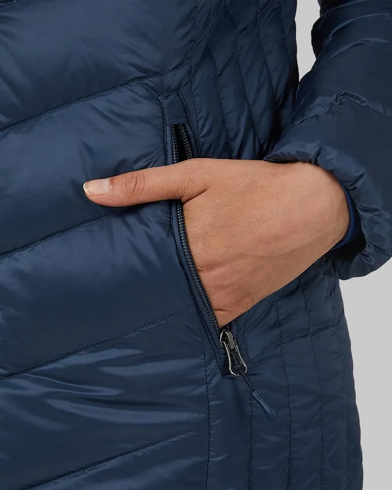 32 Degrees Heat Women's 3/4 Ultra-Light Down Packable Hooded Jacket| Slim Fit | Layering | Water Repellant