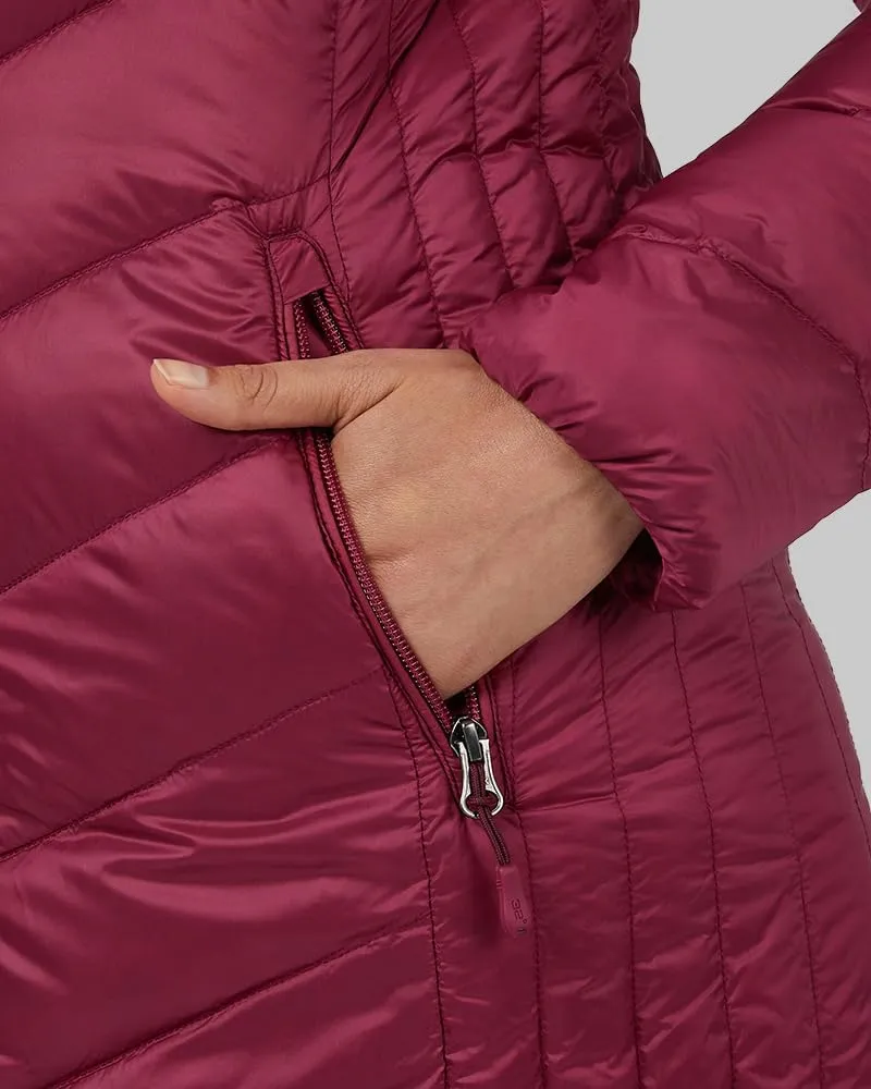 32 Degrees Heat Women's 3/4 Ultra-Light Down Packable Hooded Jacket| Slim Fit | Layering | Water Repellant