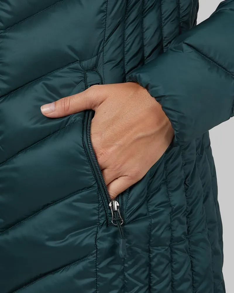 32 Degrees Heat Women's 3/4 Ultra-Light Down Packable Hooded Jacket| Slim Fit | Layering | Water Repellant
