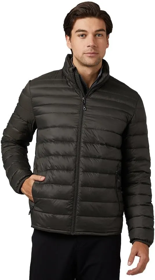 32 Degrees Men's Ultra-Light Down Packable Jacket | Layering | Zippered Pockets | Water Repellent
