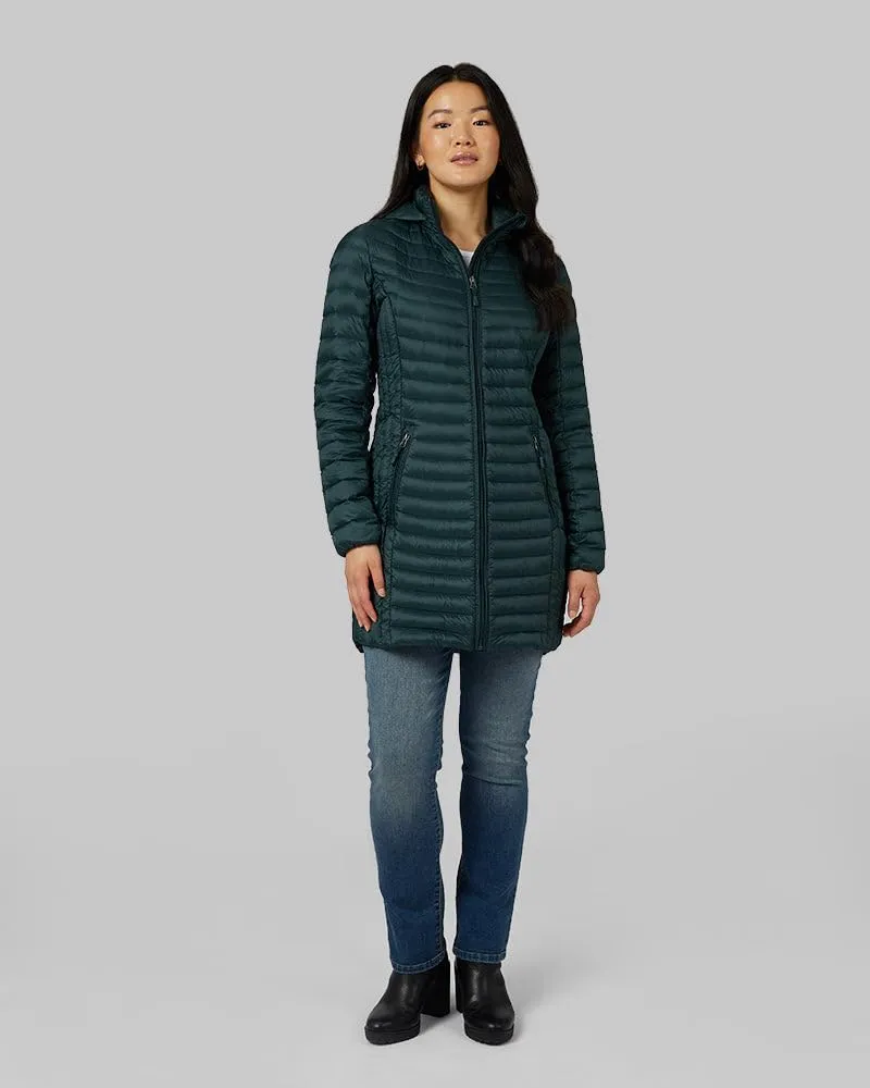 32 Degrees Women's 3/4 Ultra-Light Down Jacket| Slim Fit | Detachable Hood | Water Repellant