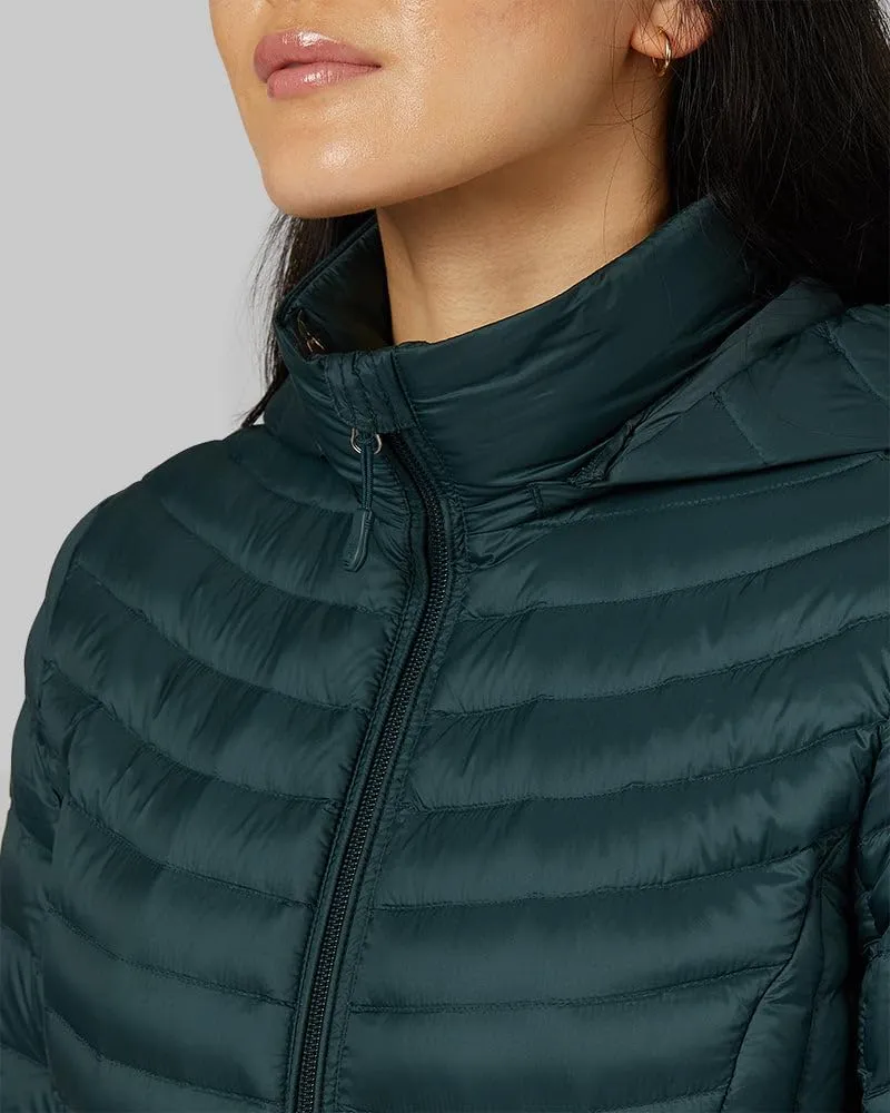 32 Degrees Women's 3/4 Ultra-Light Down Jacket| Slim Fit | Detachable Hood | Water Repellant