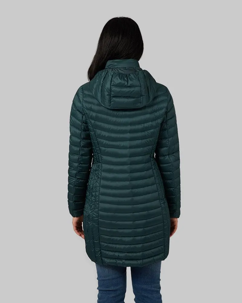 32 Degrees Women's 3/4 Ultra-Light Down Jacket| Slim Fit | Detachable Hood | Water Repellant