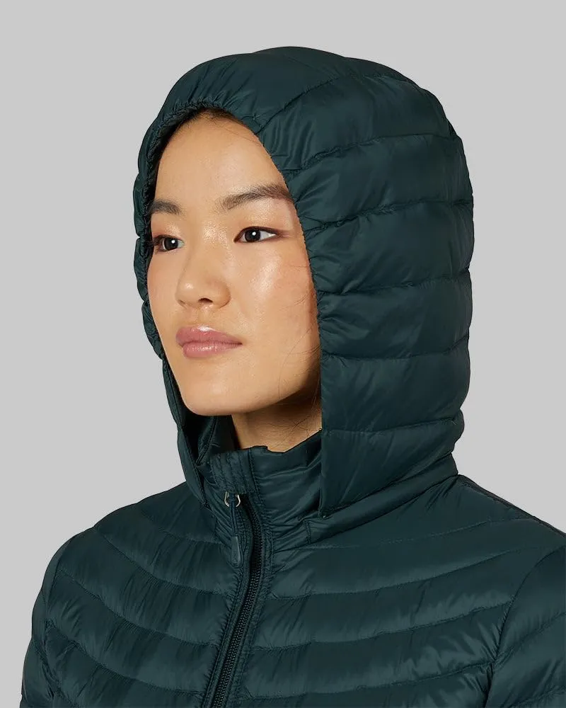 32 Degrees Women's 3/4 Ultra-Light Down Jacket| Slim Fit | Detachable Hood | Water Repellant