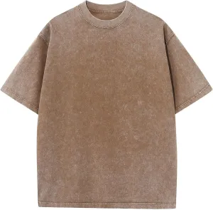 Acid Wash Tshirt Men,Men's Cotton T-Shirts,Streetwear Baggy Washed Unisex Tops,Acid Wash Casual Hip Hop Tops
