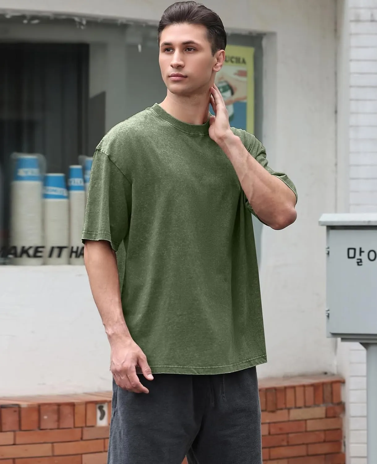 Acid Wash Tshirt Men,Men's Cotton T-Shirts,Streetwear Baggy Washed Unisex Tops,Acid Wash Casual Hip Hop Tops