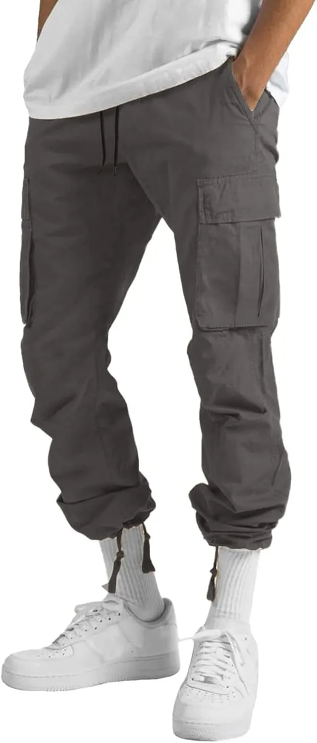 Cargo Pants for Men Casual Straight Leg Cargo Pants Solid Color Trousers Overalls Outdoor Wearing Pants with Pockets