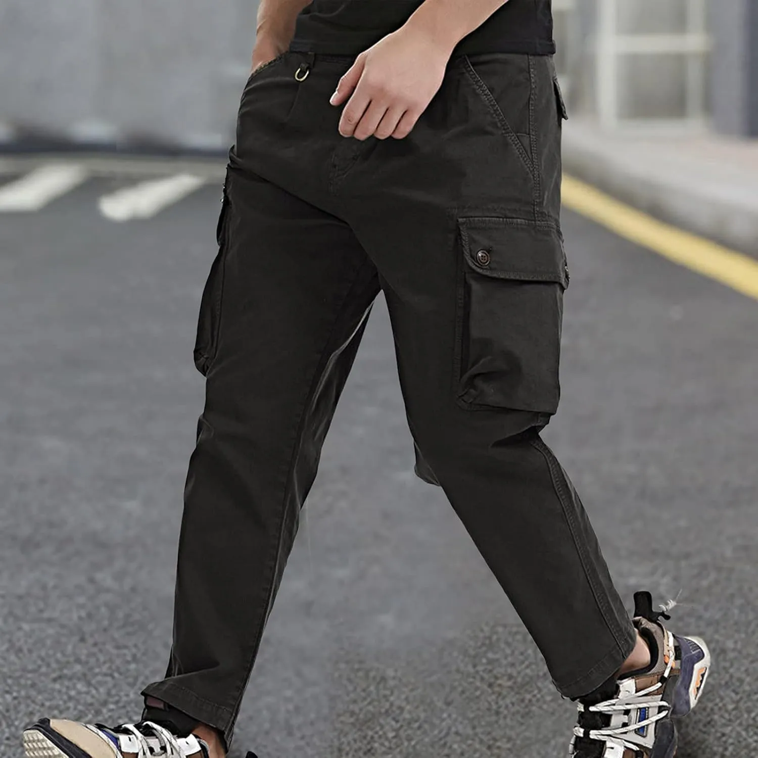 Cargo Pants for Men,Fashion Pants Slim Fit Straight-Leg Trousers Overalls Hiking Joggers with Pockets Mens Pants