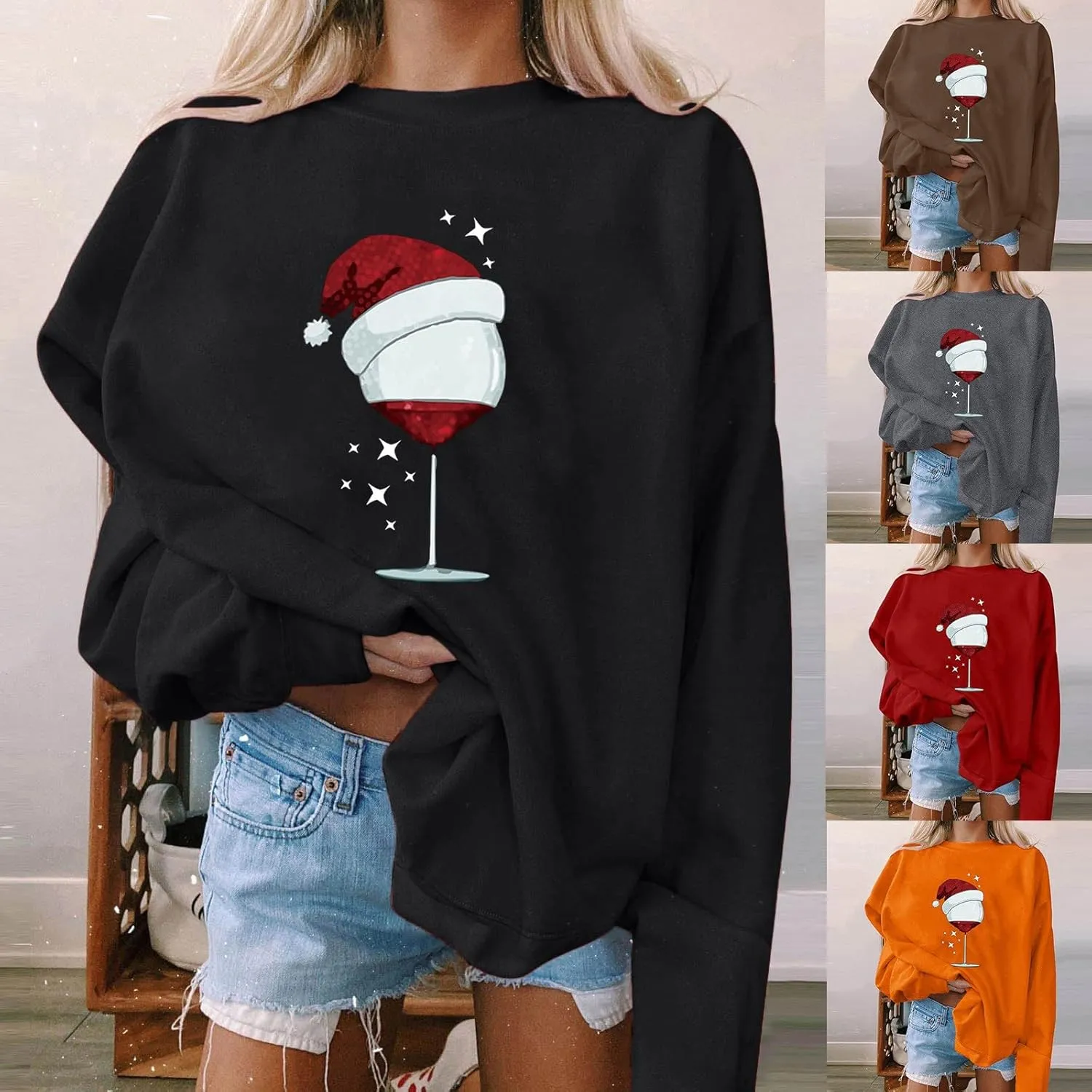 Christmas Outfits For Women Cute Christmas Tree Sweaters Oversized Crewneck Holiday Sweatshirts 2024 Fall Winter