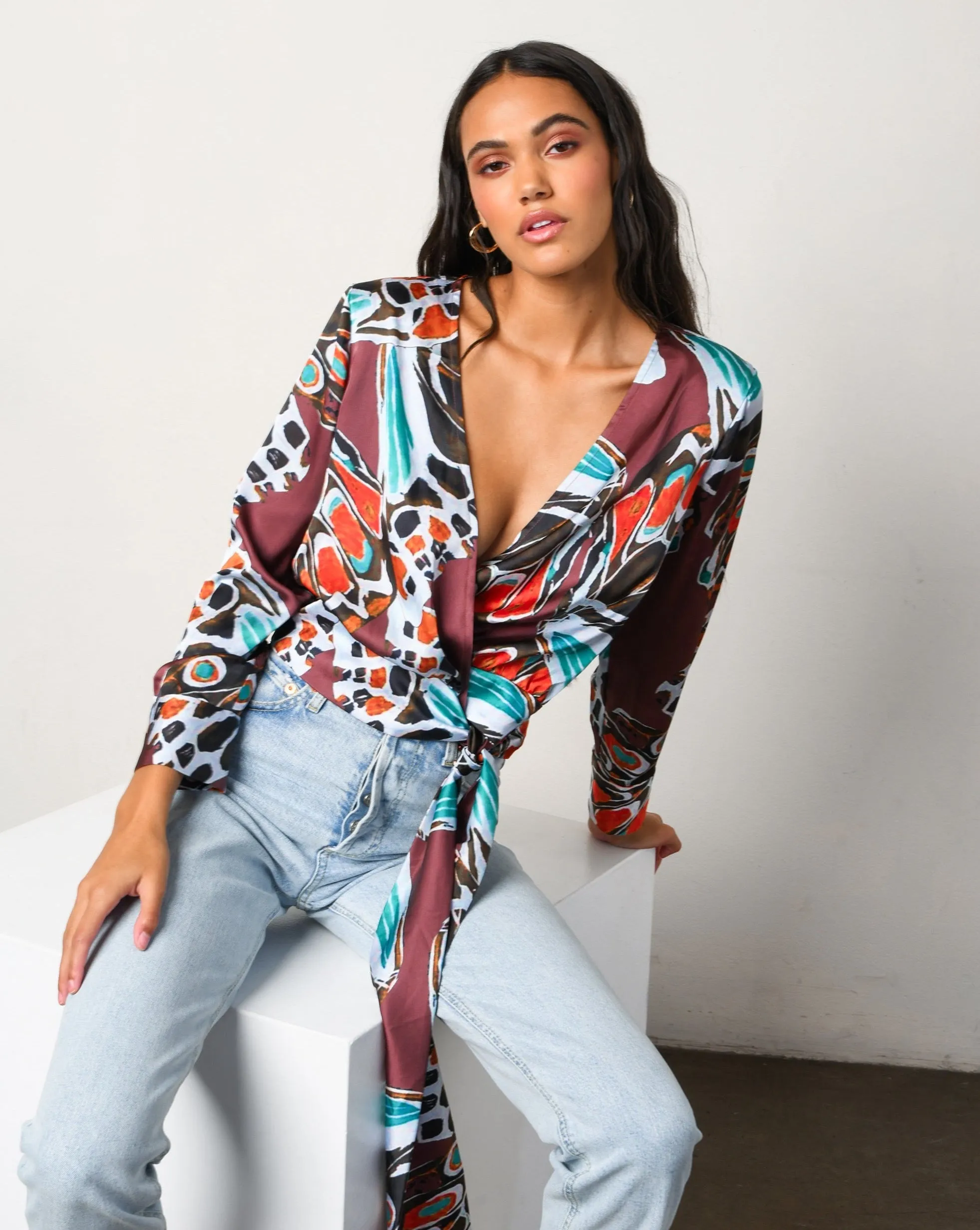 Copper Butterfly Satin Top