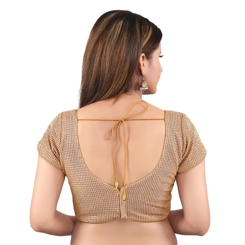 Copper Silk Padded Back Open Sleeveless Readymade Blouse