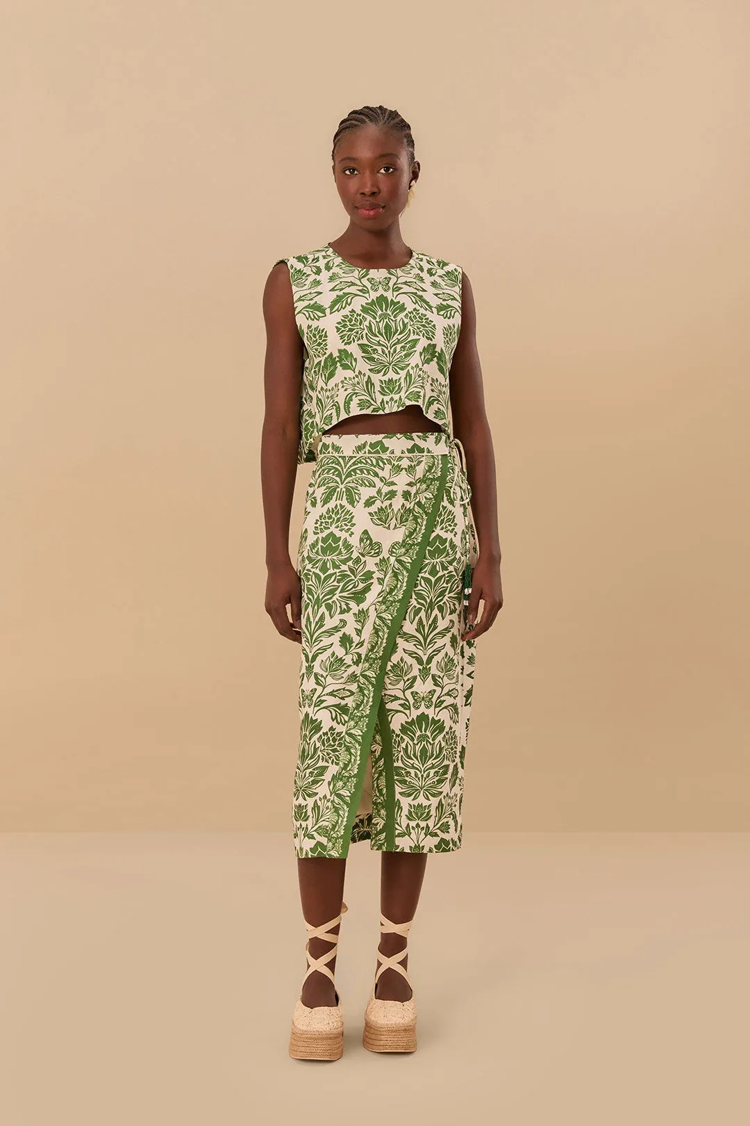 Delicate Tapestry Green Top