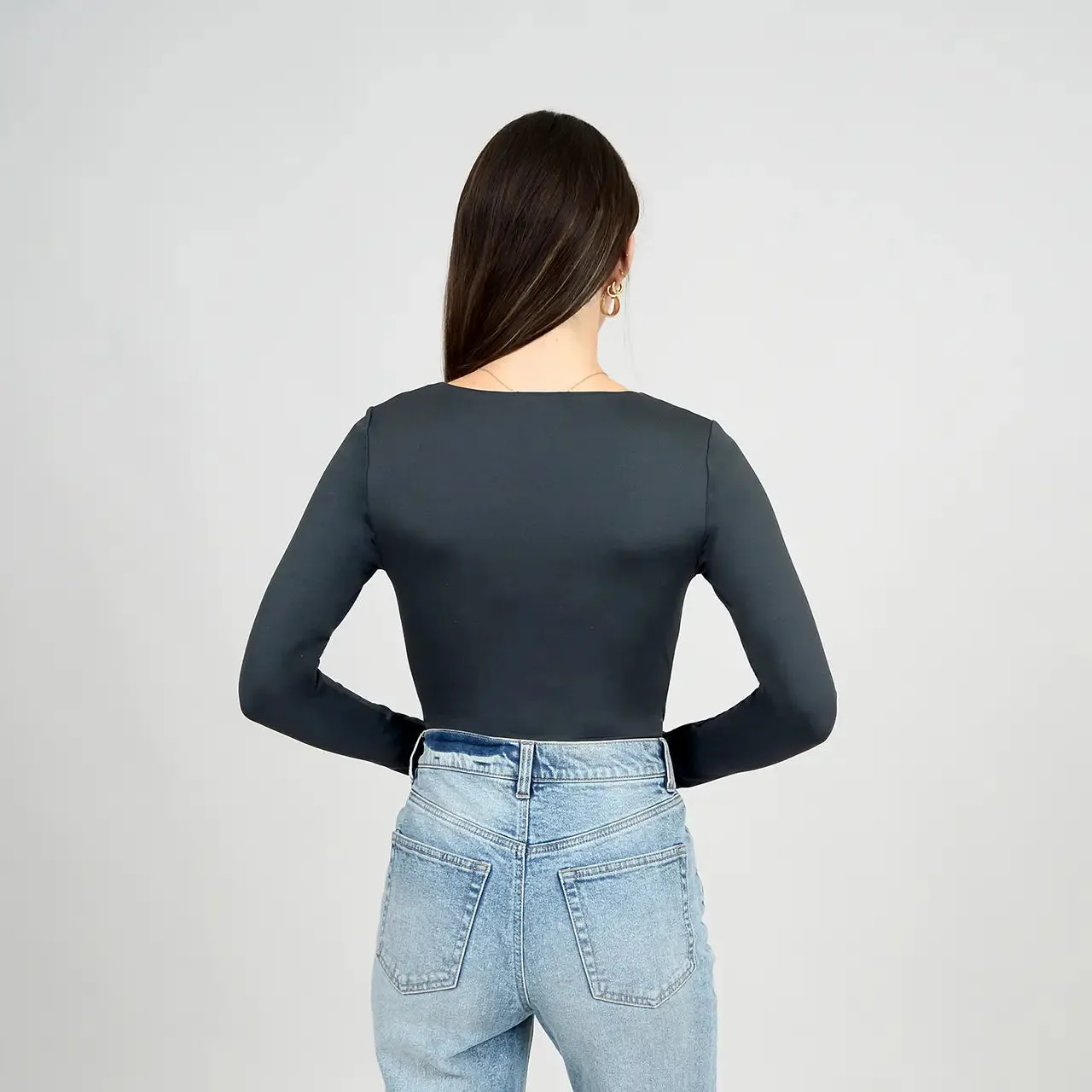 Elodie Wrap Longsleeve Bodysuit | Black