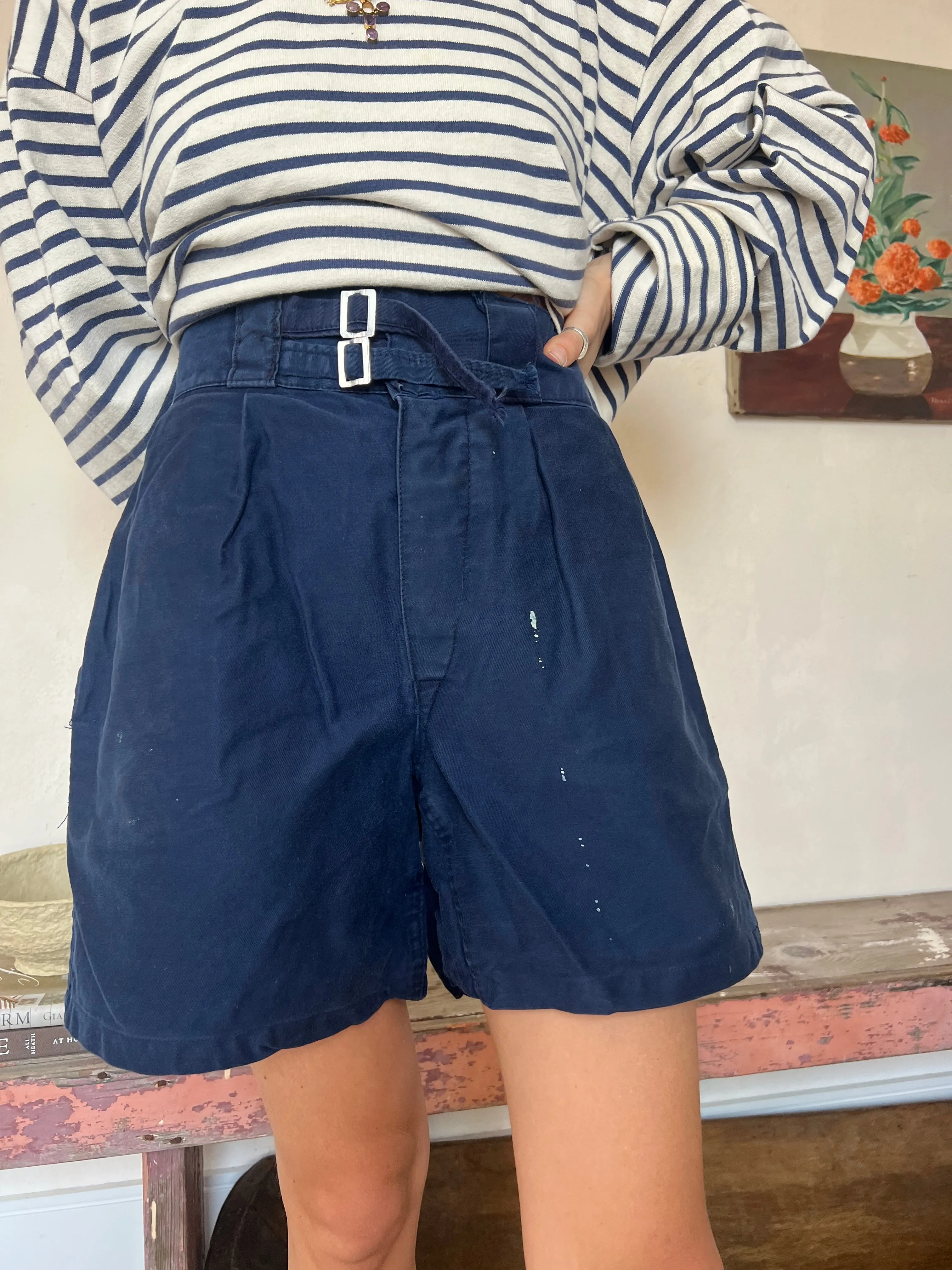 French Workwear Pleated Shorts