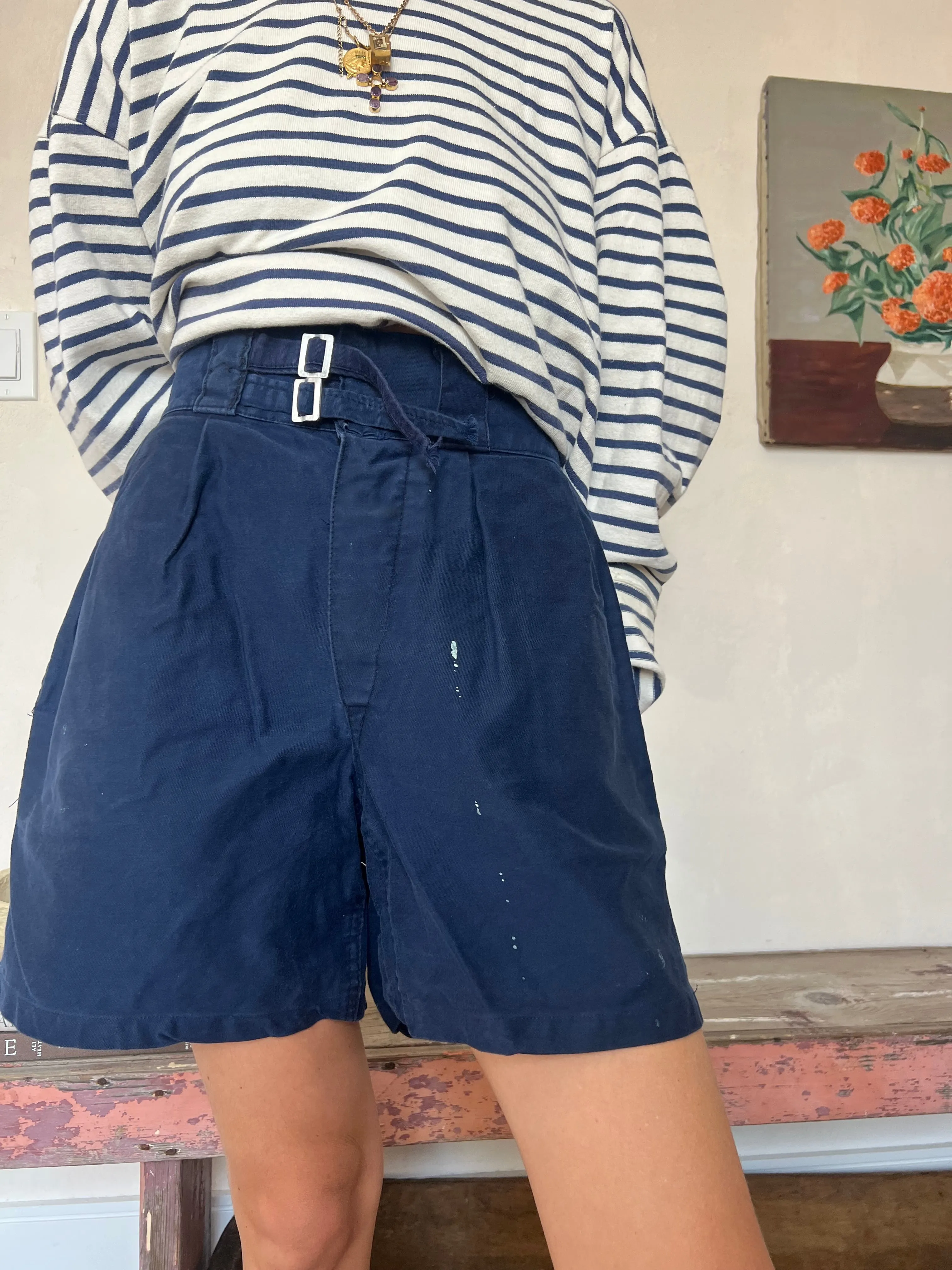 French Workwear Pleated Shorts