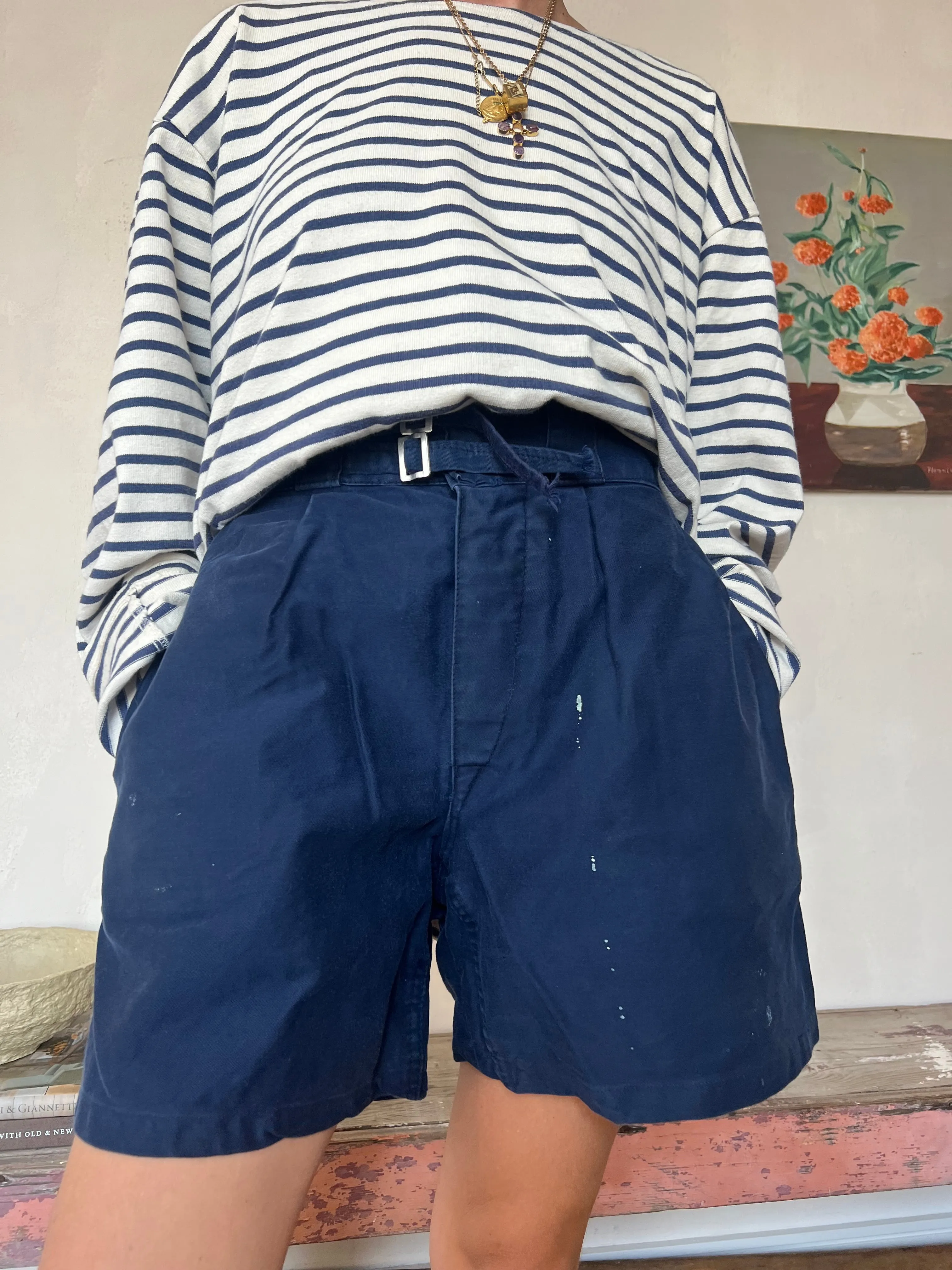 French Workwear Pleated Shorts