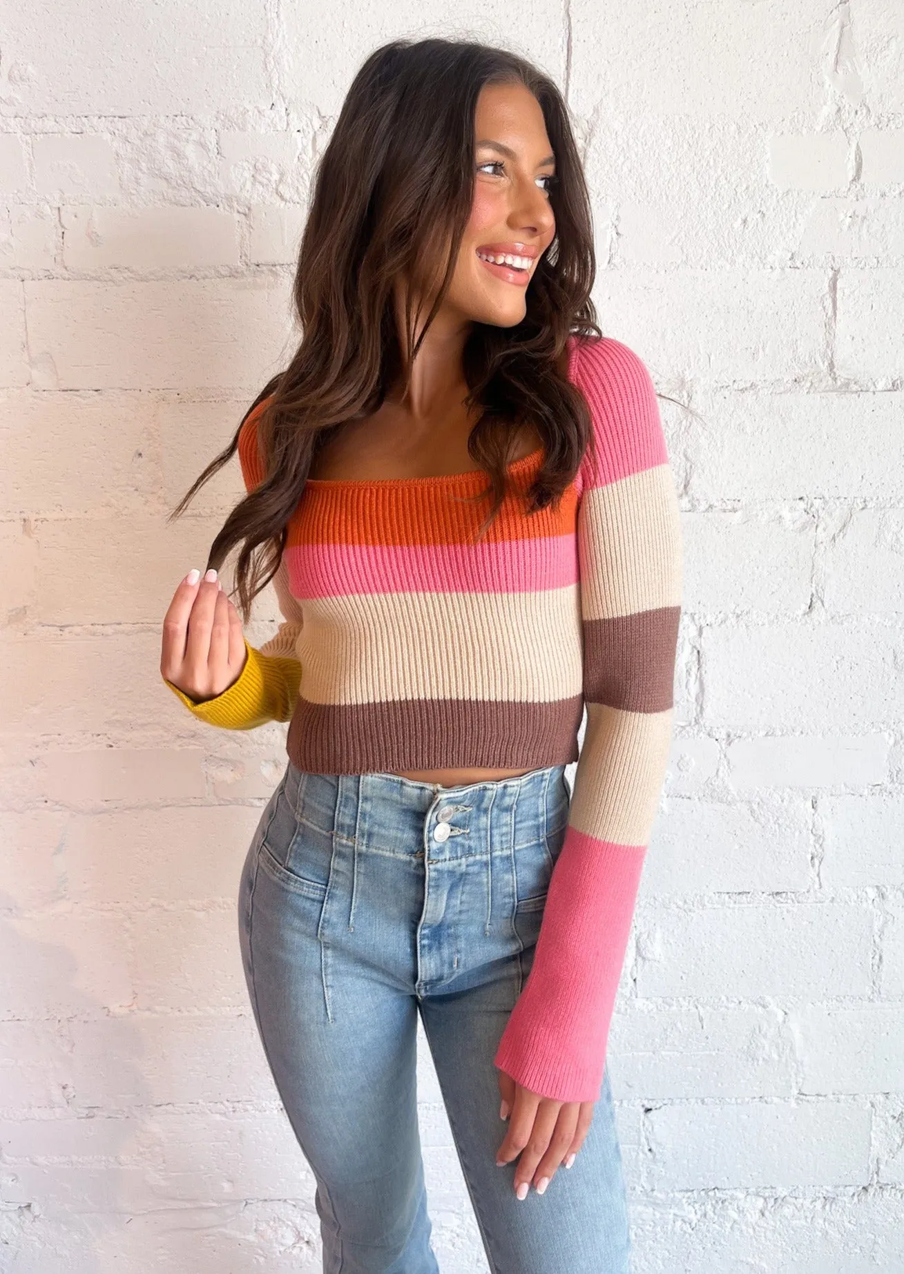 Hey Pumpkin Color Block Top