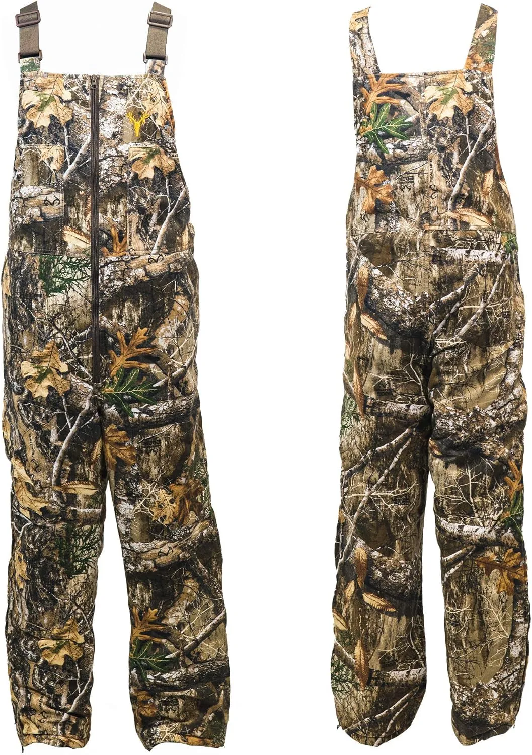 HOT SHOT Mens Insulated Camo Bib, Ultra-Quiet Adjustable Overalls, Cold Weather Hunting Coveralls for Men