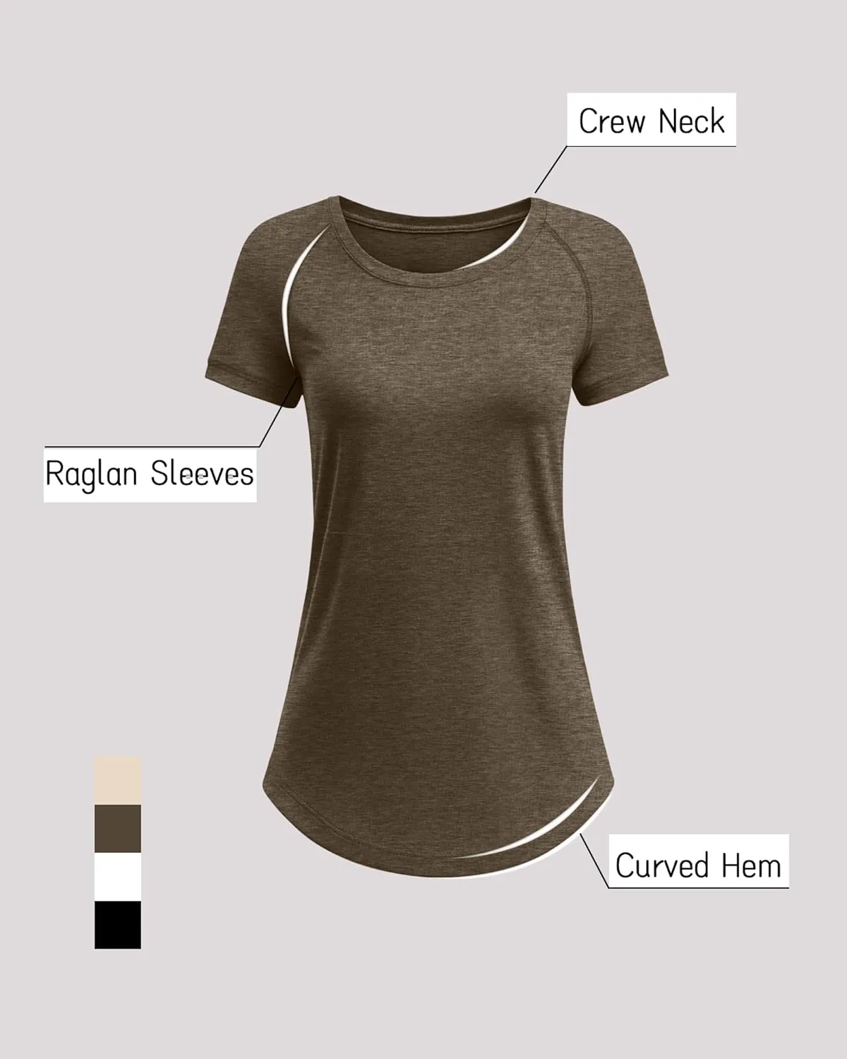 Huukeay 4 Pack Women's Short Sleeve T Shirts, Casual Crewneck Solid Raglan Tee Shirts Summer Side Split U-Shape Hem Tunic Top
