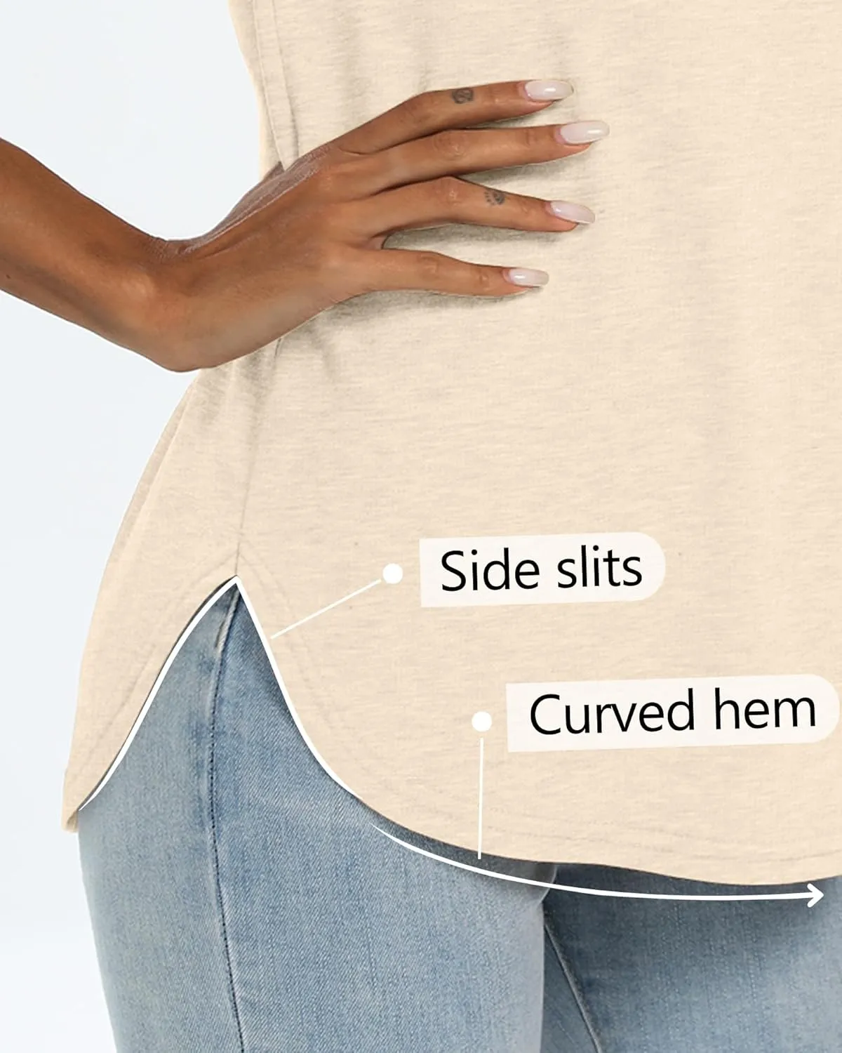 Huukeay 4 Pack Women's Short Sleeve T Shirts, Casual Crewneck Solid Raglan Tee Shirts Summer Side Split U-Shape Hem Tunic Top
