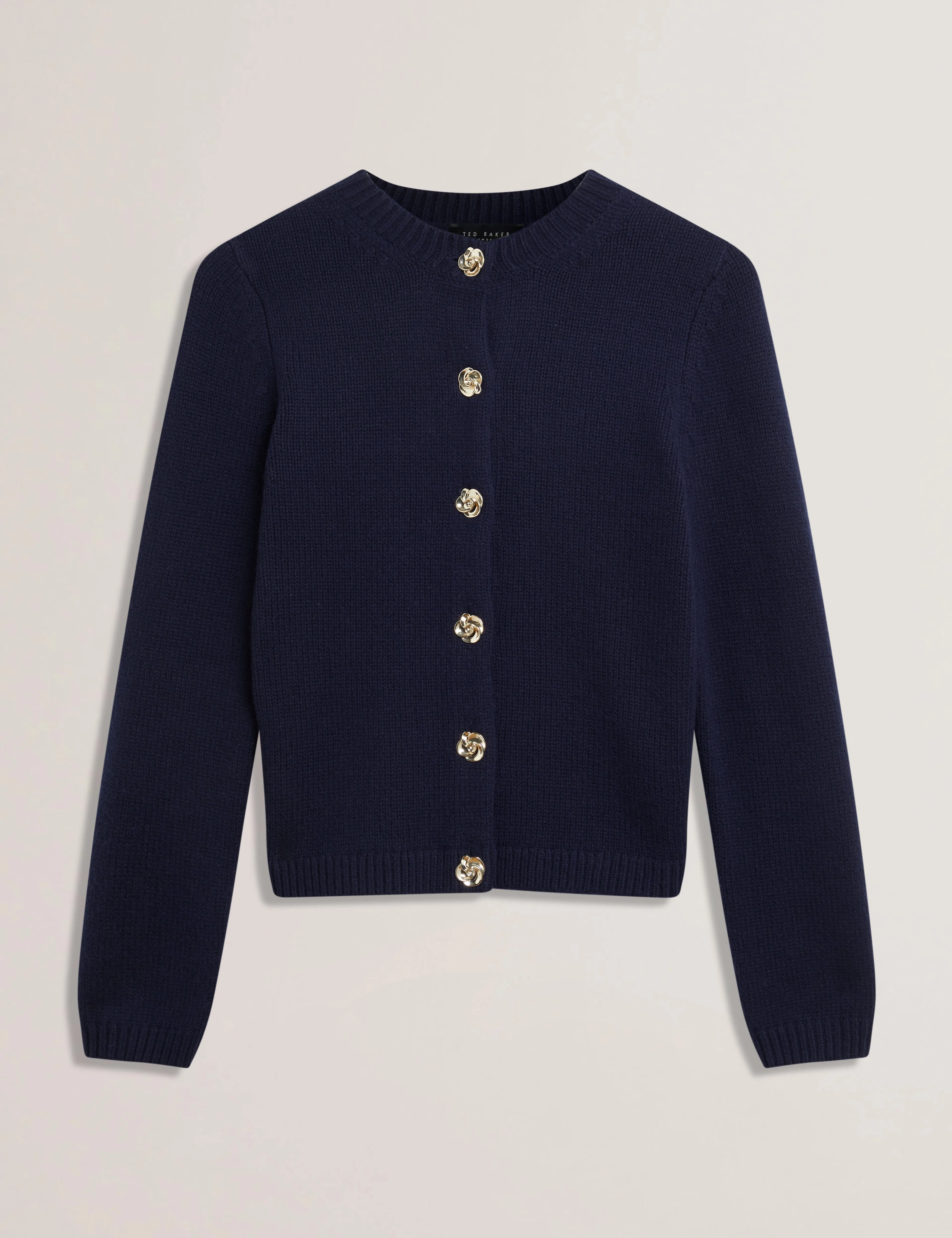 Jaycey Rose Button Crew Neck Cardigan Navy