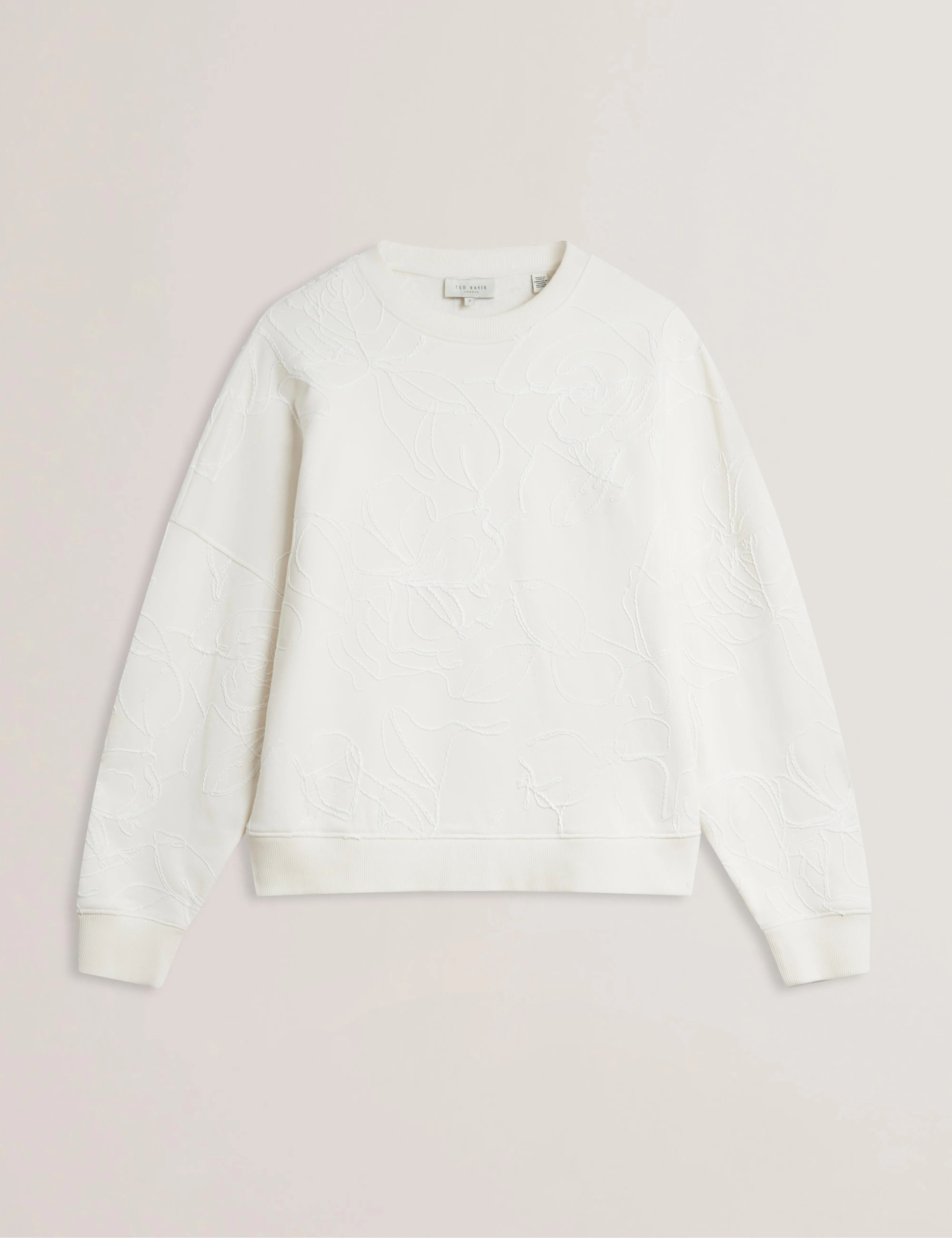 Jjosiee Floral Embroidered Long Sleeve Sweatshirt Ivory