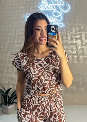 Kai Print Crop Top With Extended Sleeve