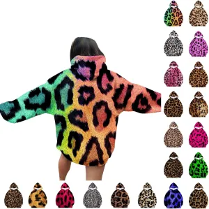 Leopard Sweatshirt for Women Fall Fashion 2024 Oversized Leopard Print Top Oversized Long Sleeve Crew