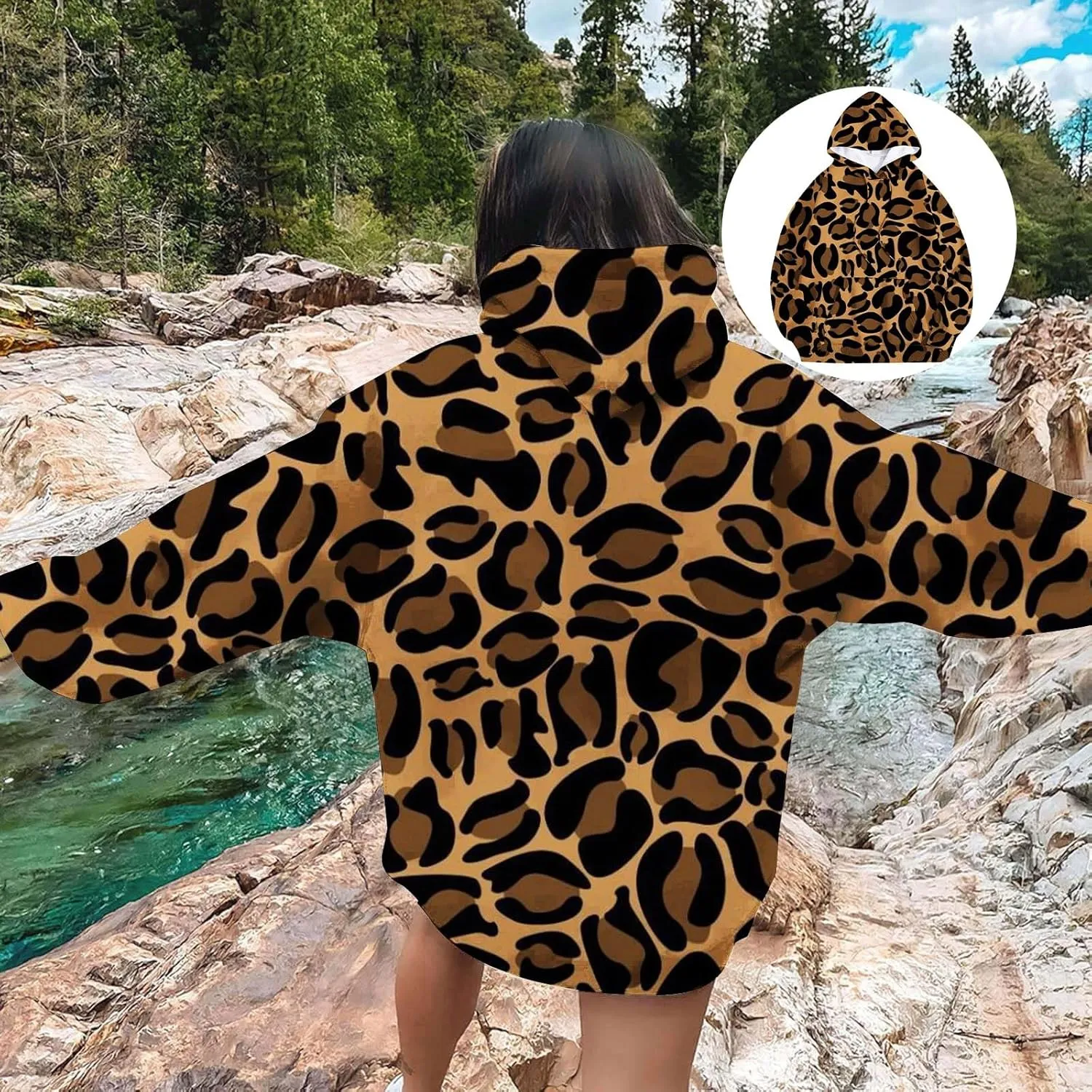 Leopard Sweatshirt for Women Fall Fashion 2024 Oversized Leopard Print Top Oversized Long Sleeve Crew