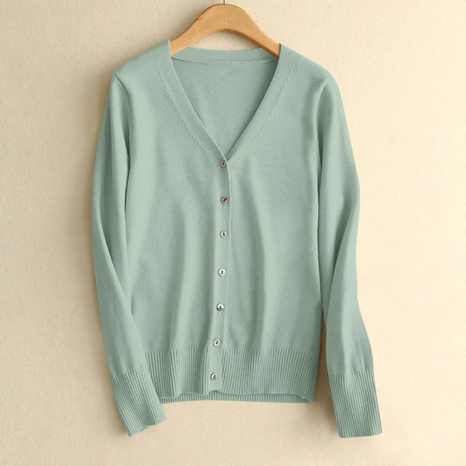 Light Weight Sweaters for Women Casual v Neck Button Up Knit Cardigan Open Front Solid Outwear Coats Fall Fashion