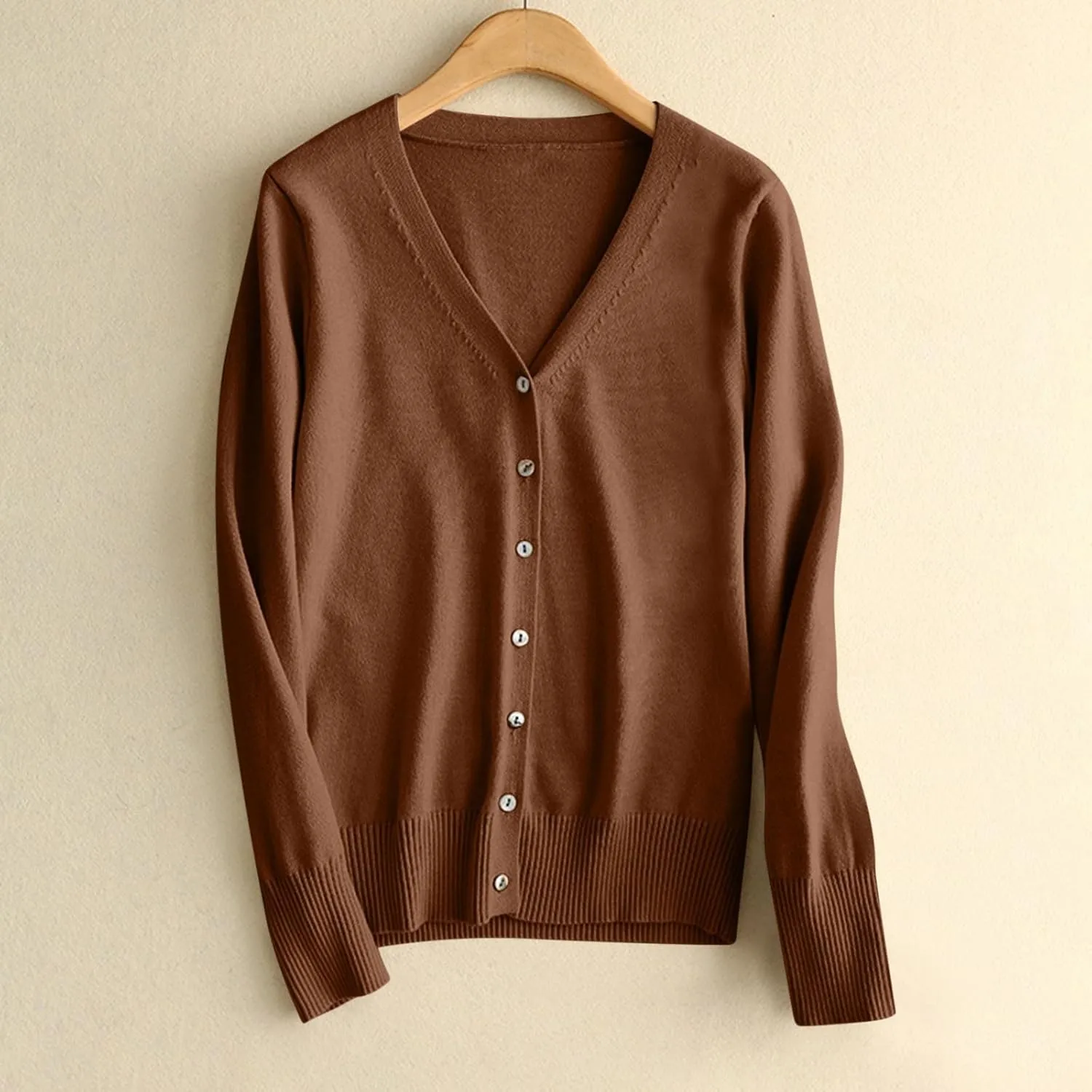 Light Weight Sweaters for Women Casual v Neck Button Up Knit Cardigan Open Front Solid Outwear Coats Fall Fashion