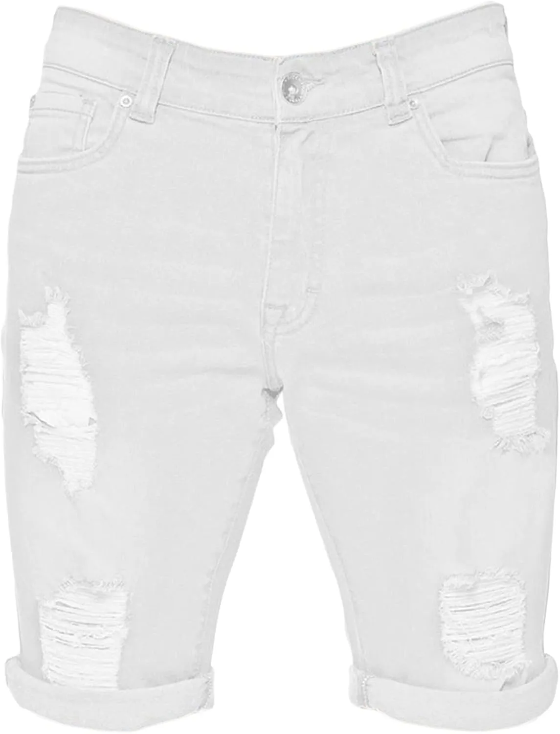 Maiyifu-GJ Men's Slim Fit Ripped Jeans Short Distressed Washed Straight Denim Short-Pant Fashion Stretch Jean Shorts