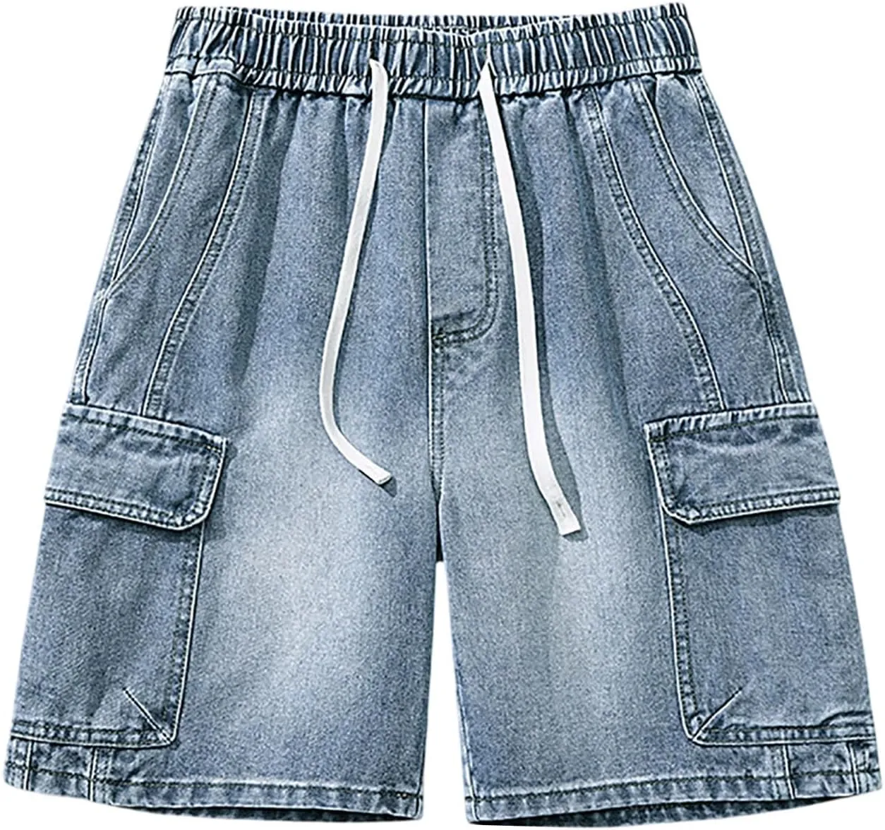 Mens Baggy Denim Jorts Y2K Vintage Loose Hip Hop Jean Shorts Wide Leg Mid Jeans Streetwear Clothes