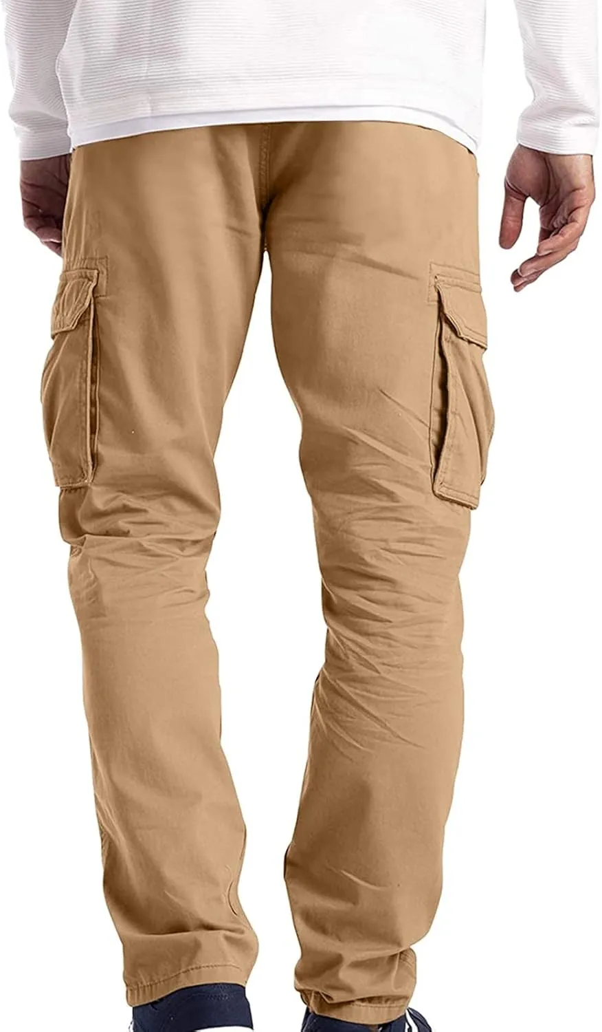 Men's Causal Cargo Pants Solid Color Multi Pockets Straight Leg Trousers Outdoor Wearing Pants with Pockets Overalls
