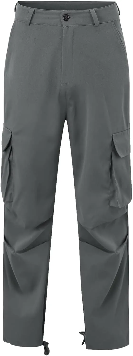Men's Causal Cargo Pants Solid Color Multi Pockets Straight Trousers Outdoor Wearing Pants with Pockets Overalls