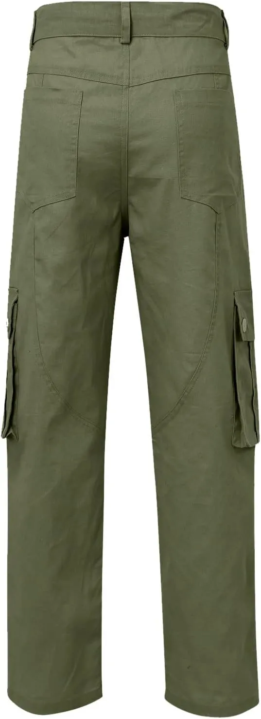 Mens Fashion Hiking Cargo Pants Loose Fit Trousers with Pockets Sports Pants Mens Workwear Overalls Athletic Joggers