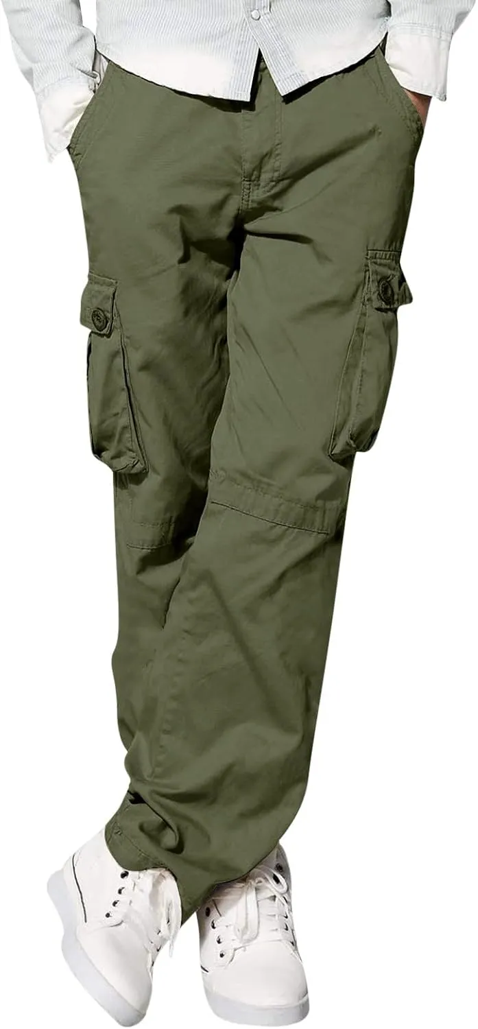 Mens Fashion Hiking Cargo Pants Loose Fit Trousers with Pockets Sports Pants Mens Workwear Overalls Athletic Joggers