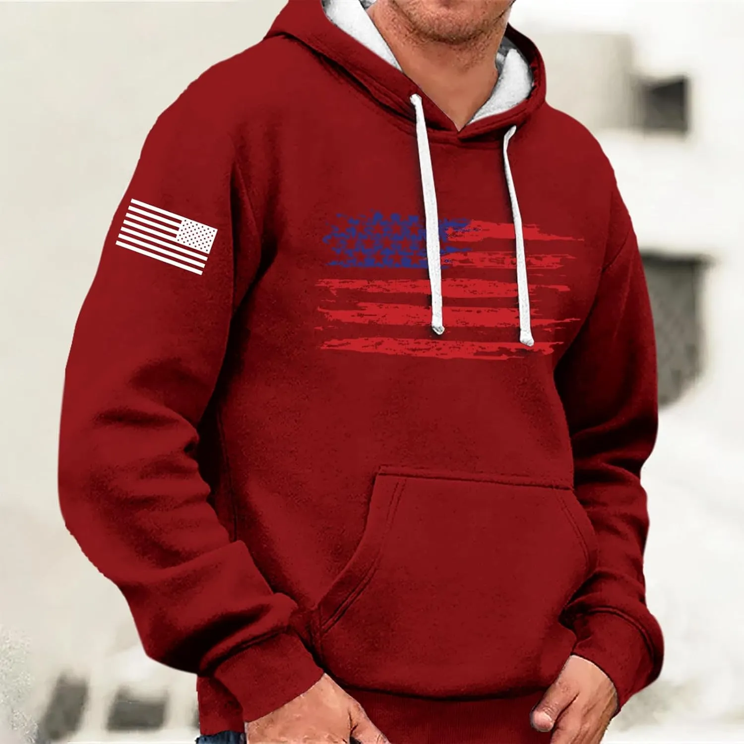Mens Hoodies Sweatshirt For Fashion Padded Pockets Long Sleeve Graphic Casual Prints Drawstring Hoodies