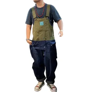 Men's Vintage Color Block Loose Cargo Overalls 73361747Y