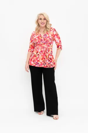 MINA Coral Wrap Top