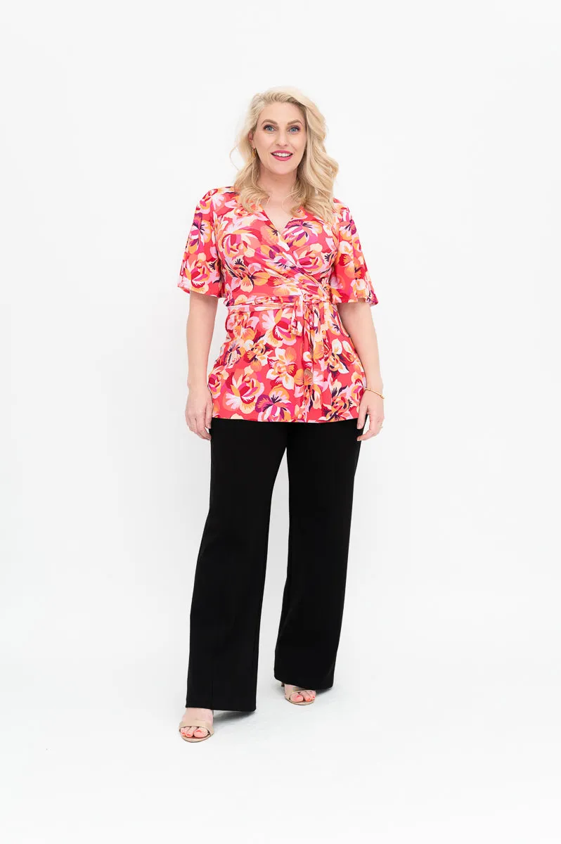 MINA Coral Wrap Top