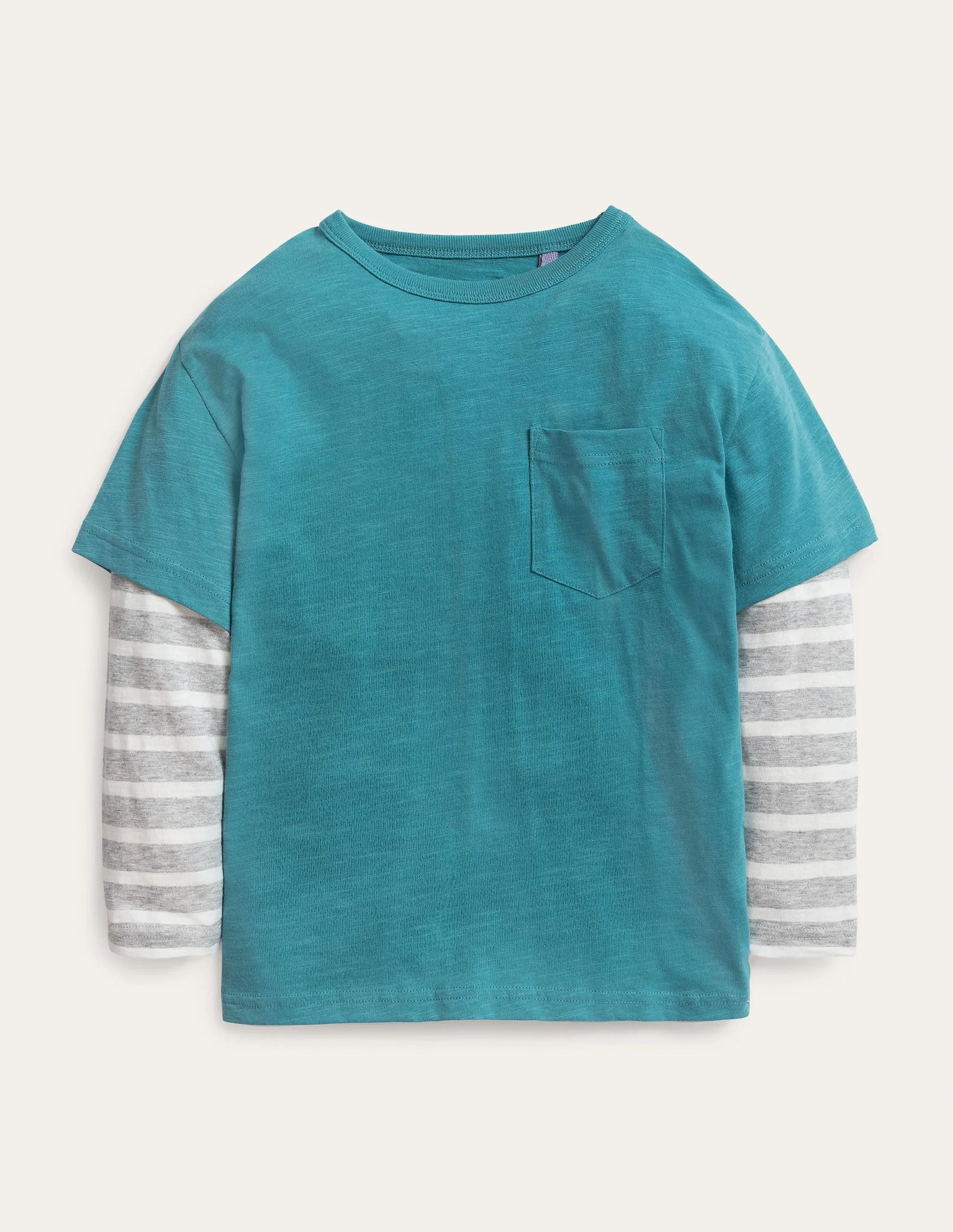 Mock Long Sleeve T-Shirt-Brittany Blue