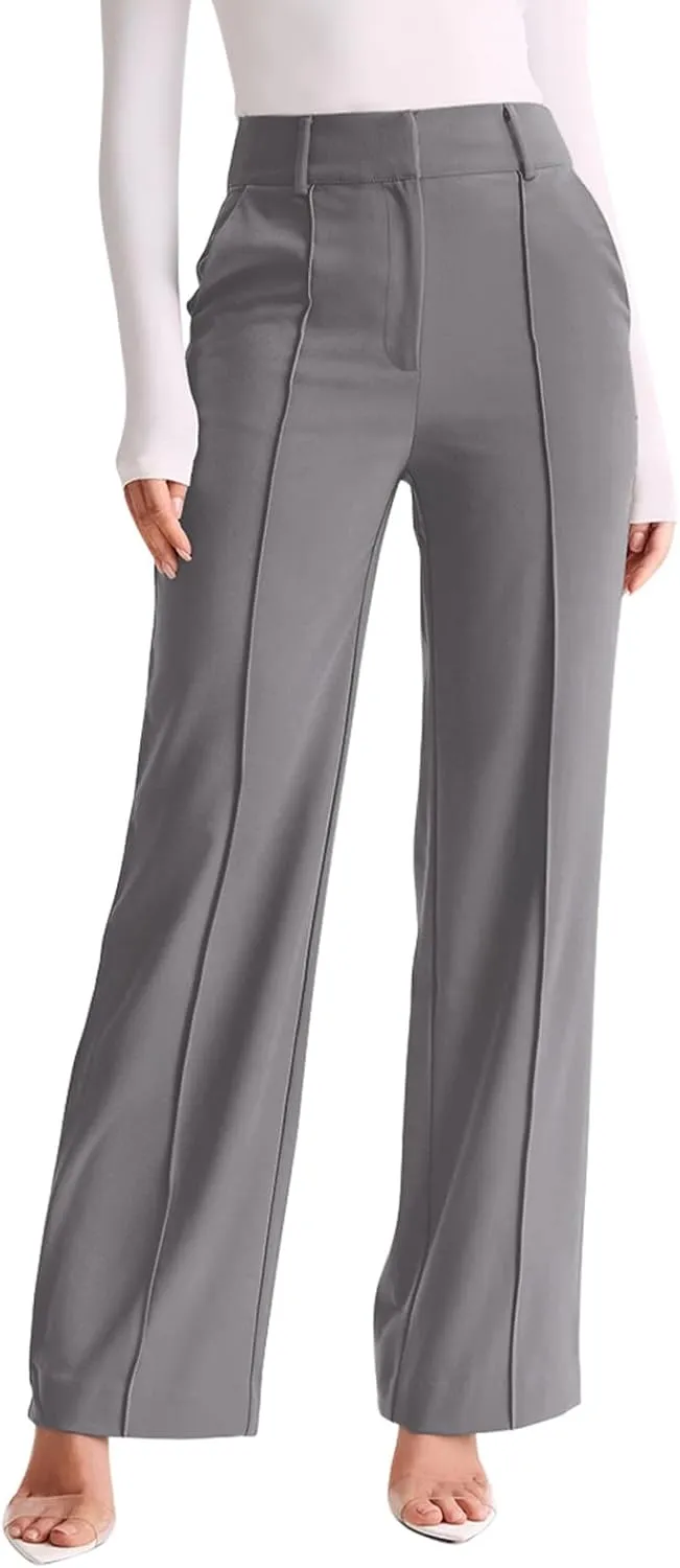 NIMIN High Waisted Work Pants for Women Wide Leg Dressy Pants Business Casual Trousers 2025 Summer Slacks with Pockets