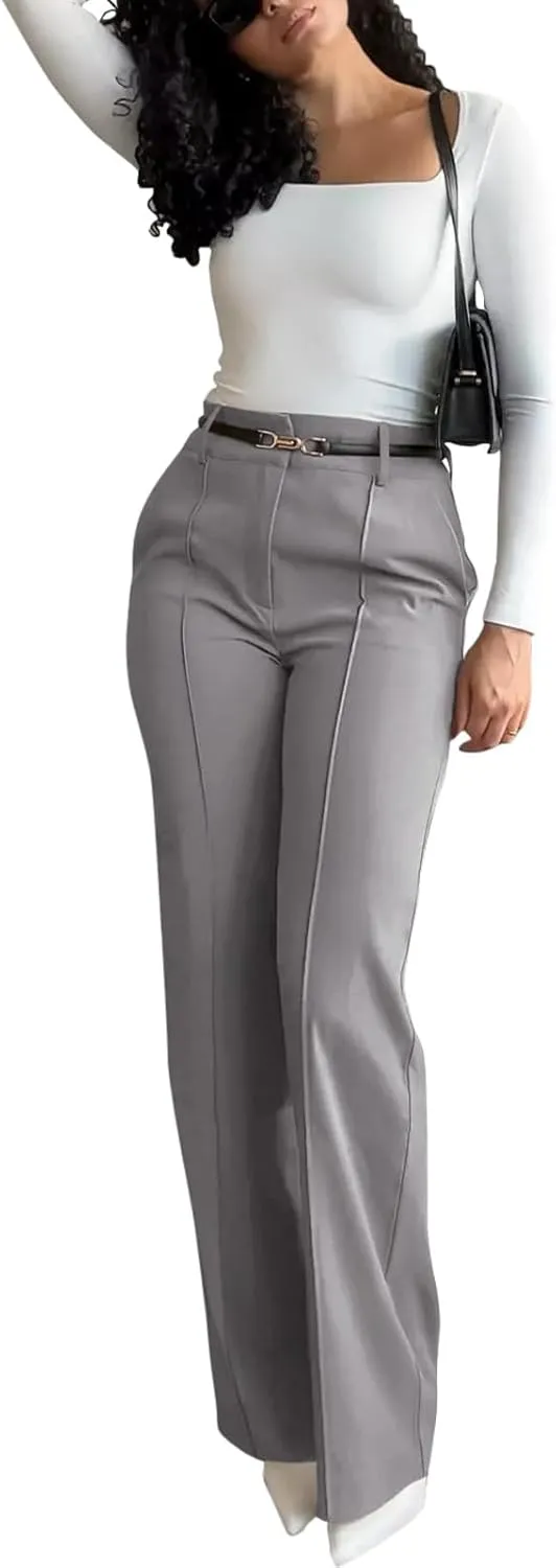 NIMIN High Waisted Work Pants for Women Wide Leg Dressy Pants Business Casual Trousers 2025 Summer Slacks with Pockets