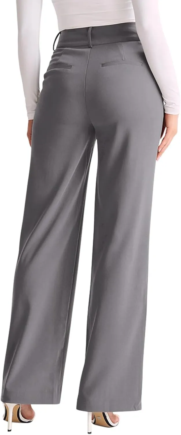NIMIN High Waisted Work Pants for Women Wide Leg Dressy Pants Business Casual Trousers 2025 Summer Slacks with Pockets