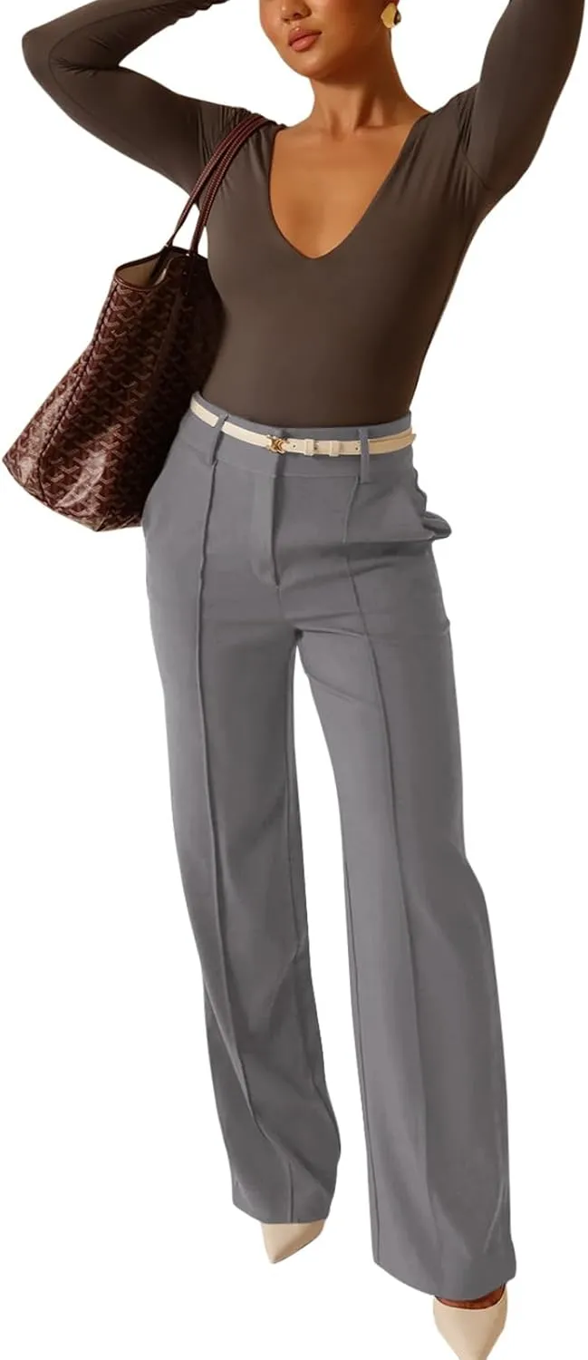 NIMIN High Waisted Work Pants for Women Wide Leg Dressy Pants Business Casual Trousers 2025 Summer Slacks with Pockets