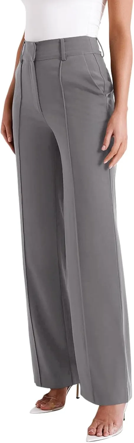 NIMIN High Waisted Work Pants for Women Wide Leg Dressy Pants Business Casual Trousers 2025 Summer Slacks with Pockets