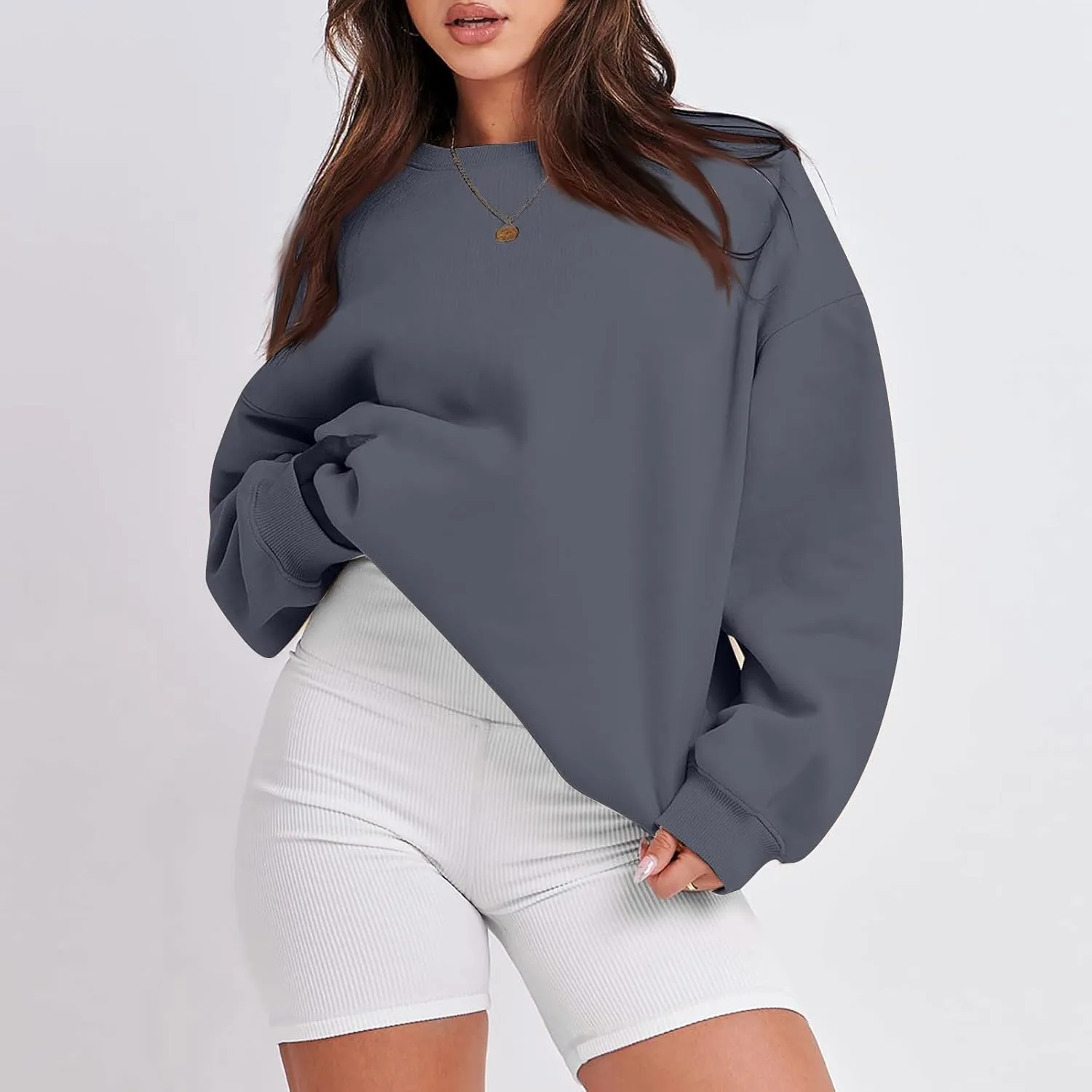 Oversized Sweatshirts for Women Loose Crew Neck Long Sleeve Anxiety Hoodies Casual Drop Shoulder Pullover Sweater