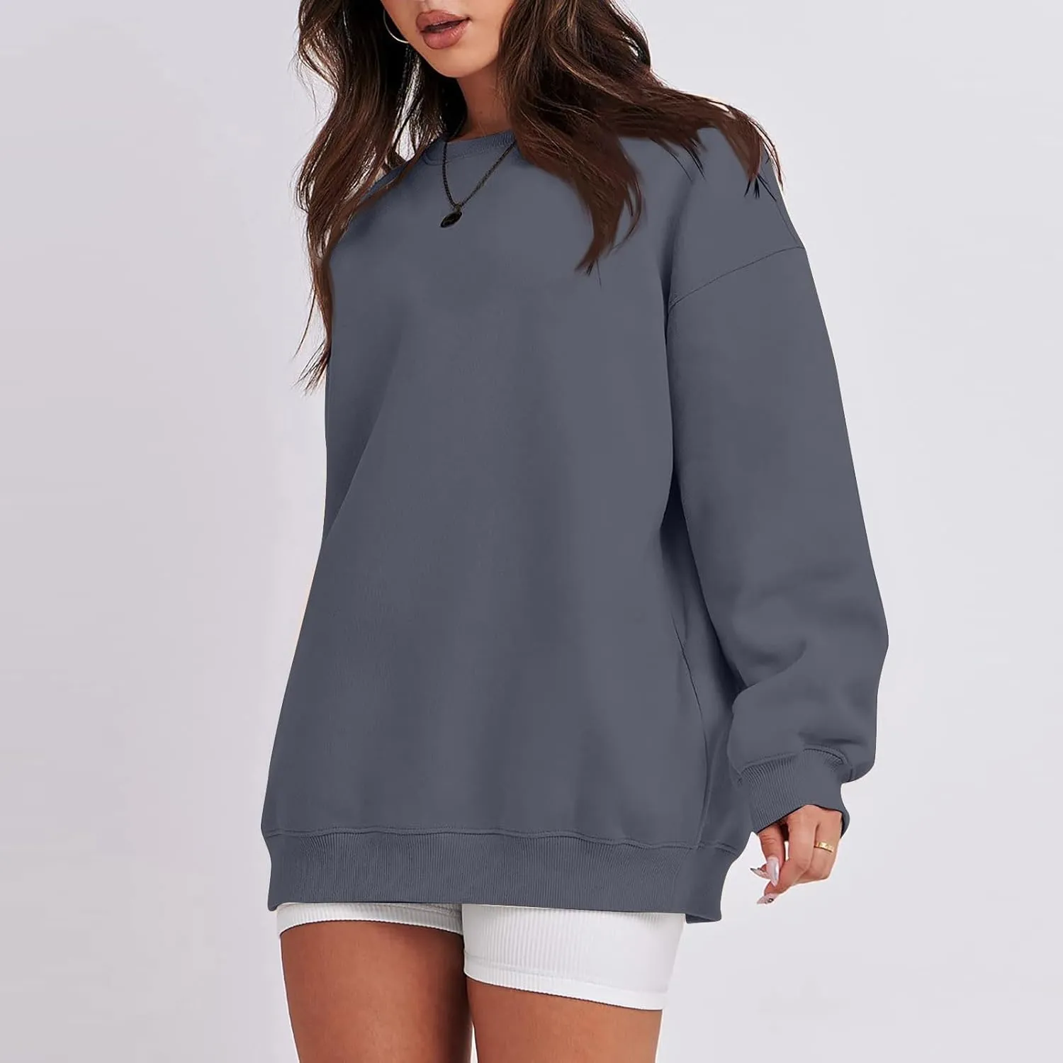 Oversized Sweatshirts for Women Loose Crew Neck Long Sleeve Anxiety Hoodies Casual Drop Shoulder Pullover Sweater