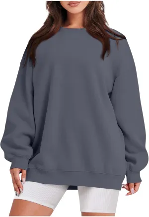 Oversized Sweatshirts for Women Loose Crew Neck Long Sleeve Anxiety Hoodies Casual Drop Shoulder Pullover Sweater